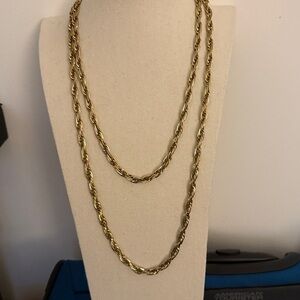 Vintage Monet Signed Gold Plated Chunky Single Strand 54 in Rope Chain Necklace.